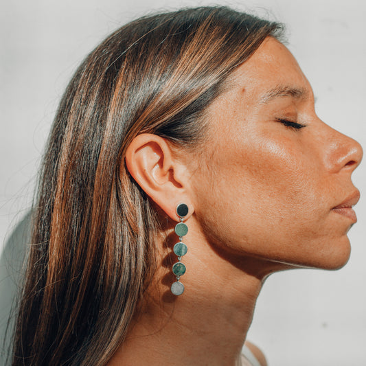 925 Sterling Silver and jade Earrings, Sterling Silver jewelry, Jade Stone Jewelry, Handmade jewelry in Guatemala, Sustainable jewelry
