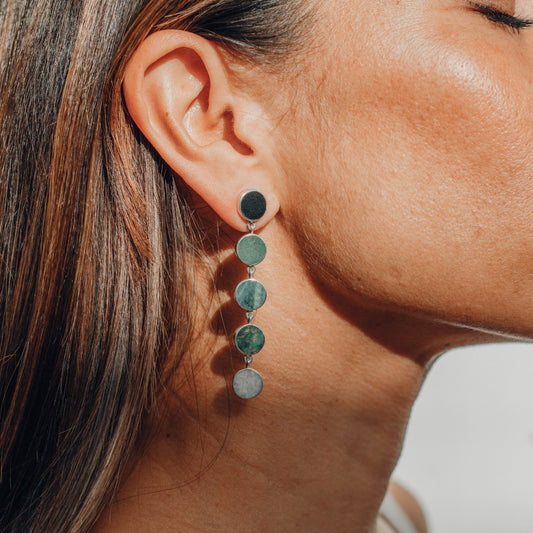 925 Sterling Silver and jade Earrings, Sterling Silver jewelry, Jade Stone Jewelry, Handmade jewelry in Guatemala, Sustainable jewelry