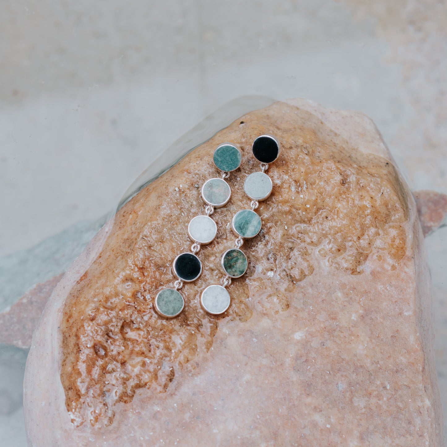 925 Sterling Silver and jade Earrings, Sterling Silver jewelry, Jade Stone Jewelry, Handmade jewelry in Guatemala, Sustainable jewelry