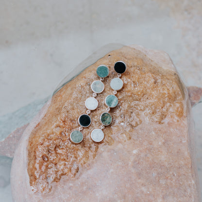 925 Sterling Silver and jade Earrings, Sterling Silver jewelry, Jade Stone Jewelry, Handmade jewelry in Guatemala, Sustainable jewelry