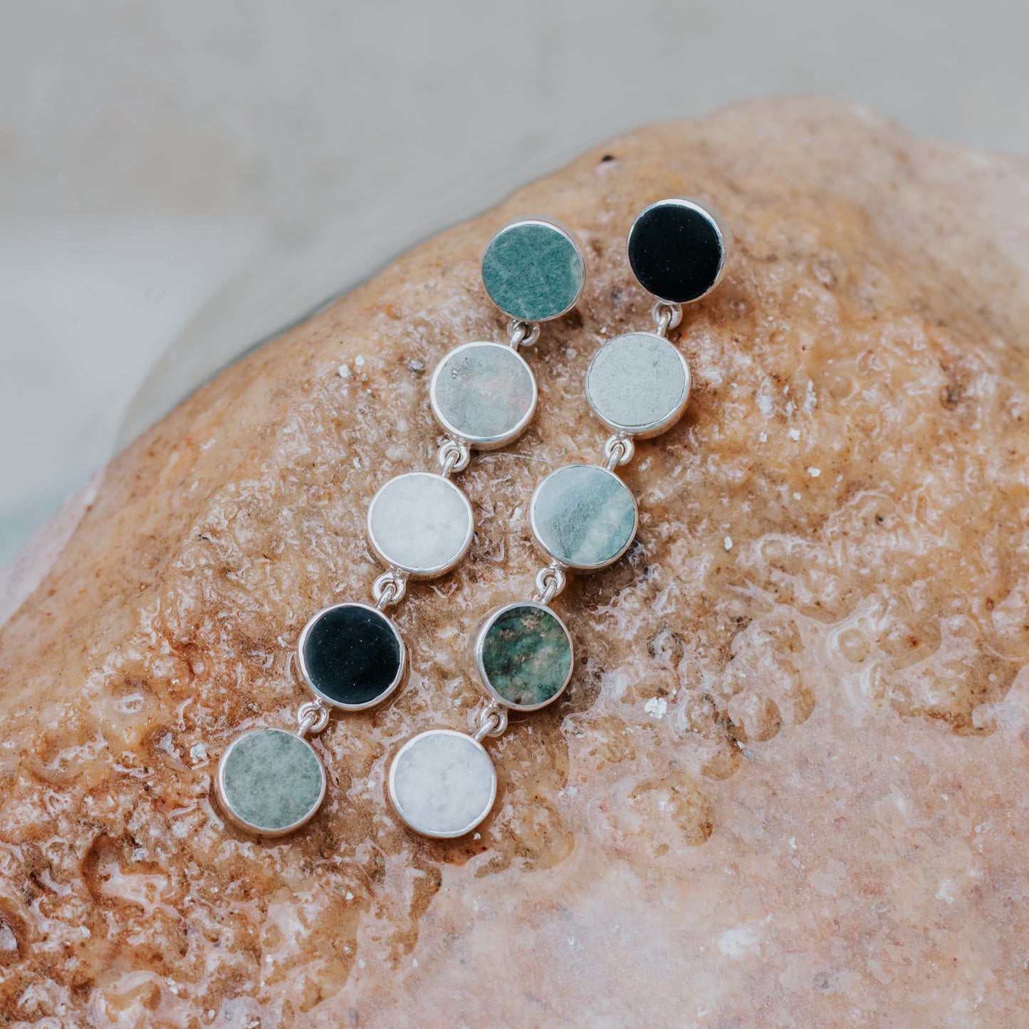 925 Sterling Silver and jade Earrings, Sterling Silver jewelry, Jade Stone Jewelry, Handmade jewelry in Guatemala, Sustainable jewelry