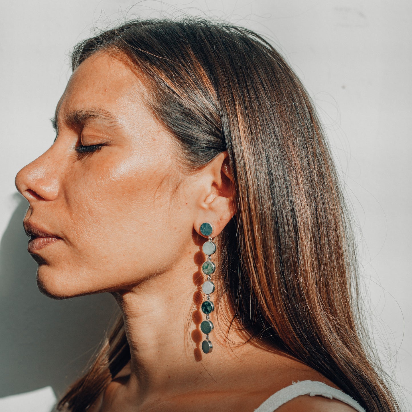 925 Sterling Silver and jade Earrings, Sterling Silver jewelry, Jade Stone Jewelry, Handmade jewelry in Guatemala, Sustainable jewelry