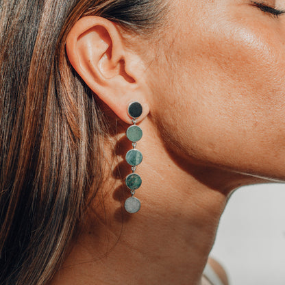 925 Sterling Silver and jade Earrings, Sterling Silver jewelry, Jade Stone Jewelry, Handmade jewelry in Guatemala, Sustainable jewelry