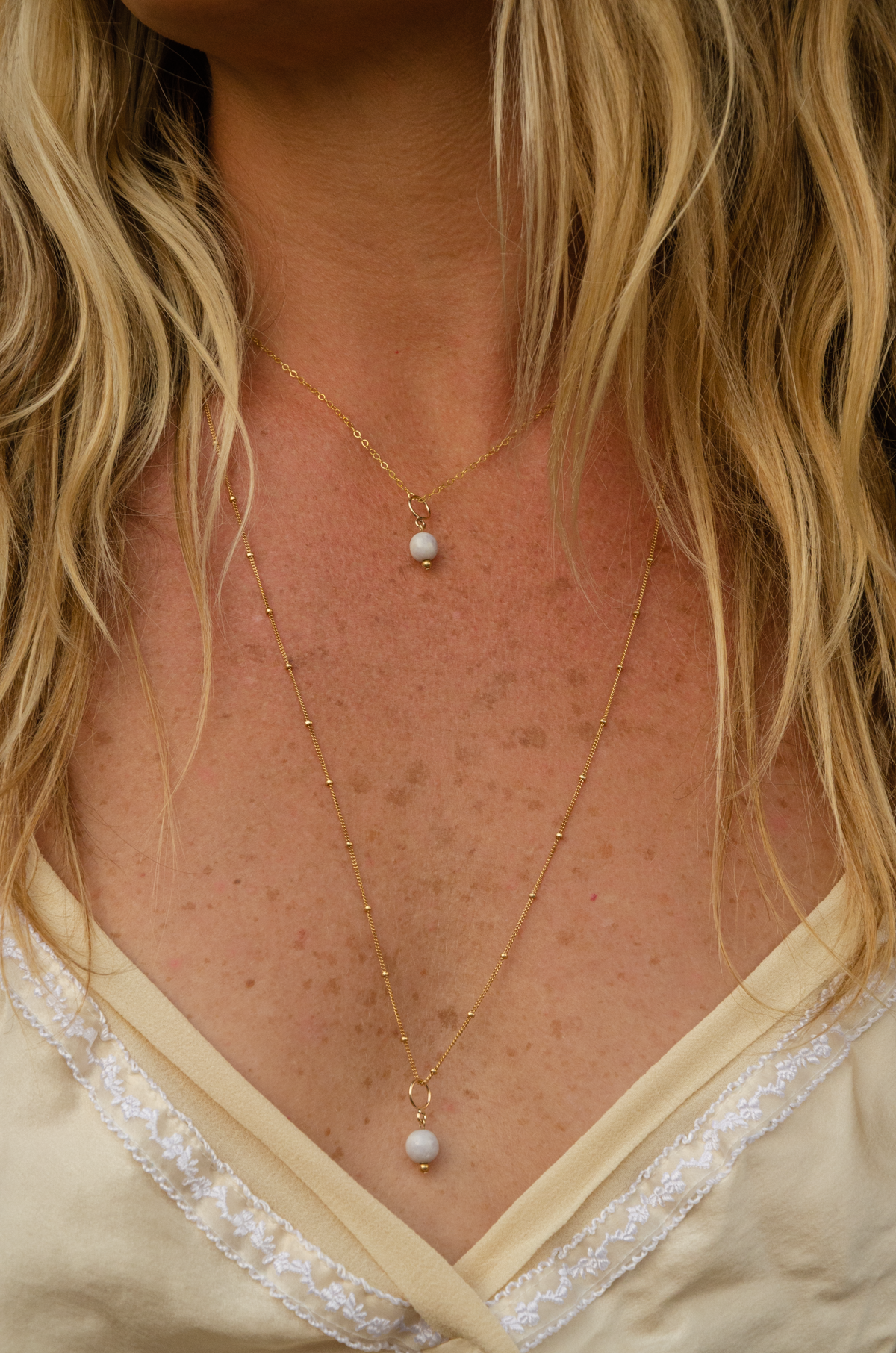 minimalist White jade and gold filled necklace brand xibalba