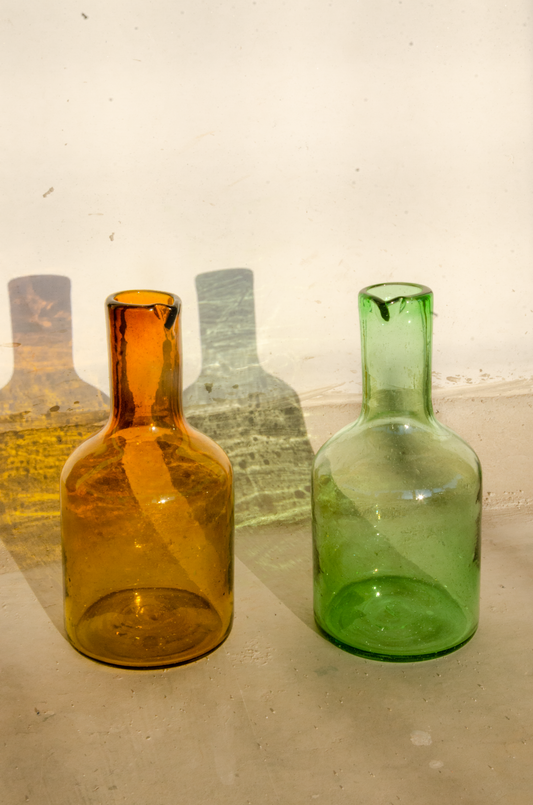 glass water pitcher made from repurposed glass